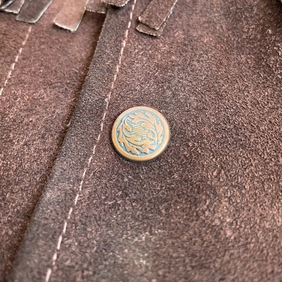 Womens Vintage Genuine Leather Fringe Western Brown Cowgirl Button Up Jacket - Picture 12 of 16